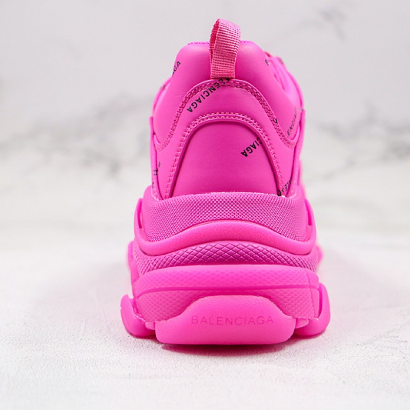Balenciaga Allover Logo Triple S Sneaker Pink