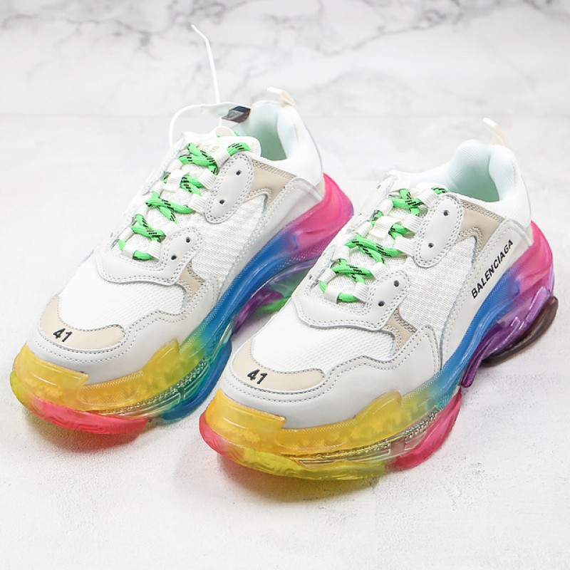 Balenciaga Triple S Clear Sole Sneaker White Rainbow