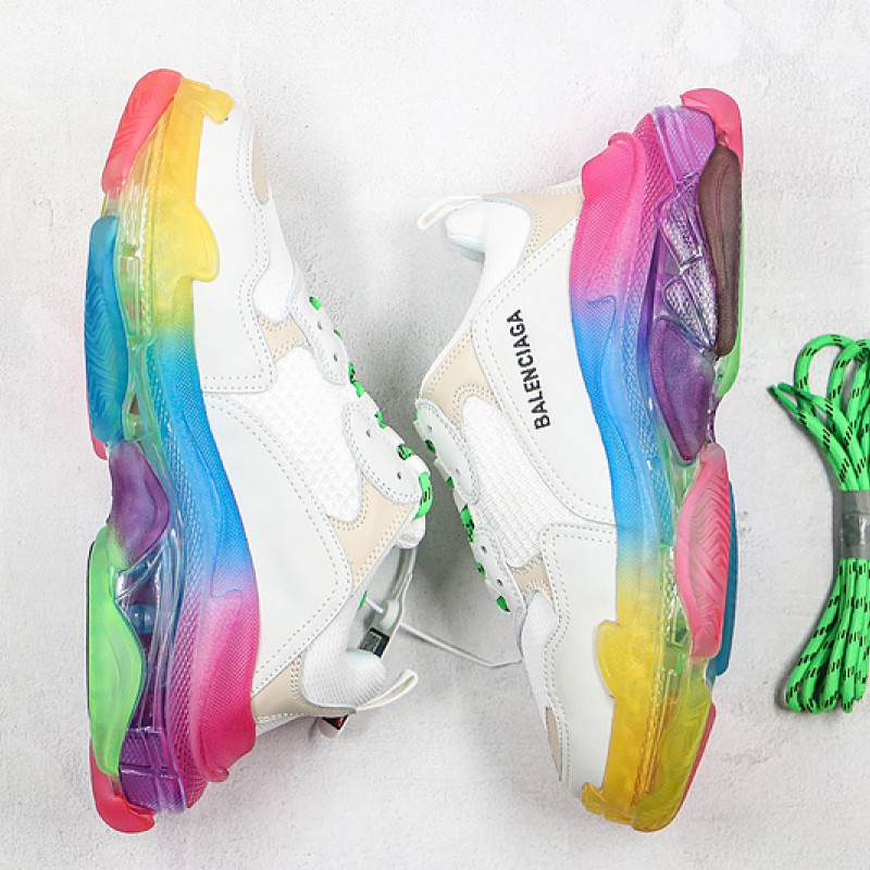Balenciaga Triple S Clear Sole Sneaker White Rainbow