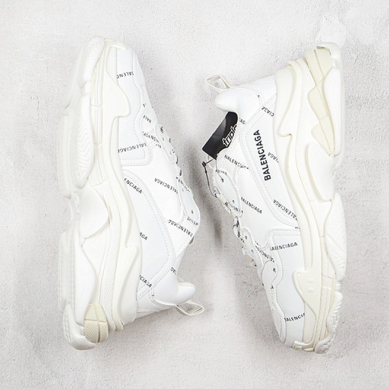Balenciaga Allover Logo Triple S Sneaker White