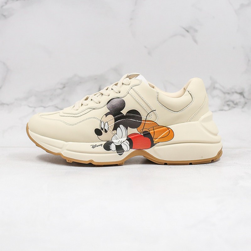 Disney x Gucci Rhyton Mickey Mouse Sneaker in ivory Leather