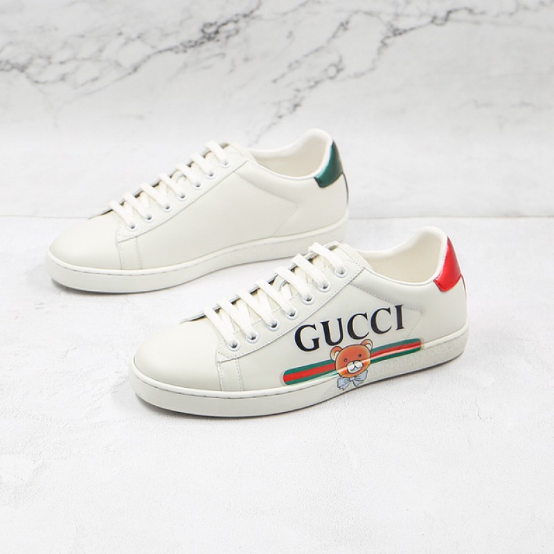 Kai X Gucci Ace Sneaker Teddy Bear in White Leather